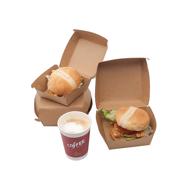 Boîte à hamburger en papier biodégradable recyclable
