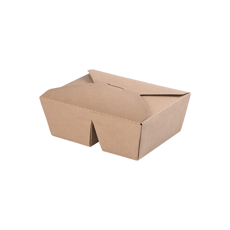 Boîte à emporter en papier kraft Boîte à bento pliée avec deux compartiments à 2 compartiments