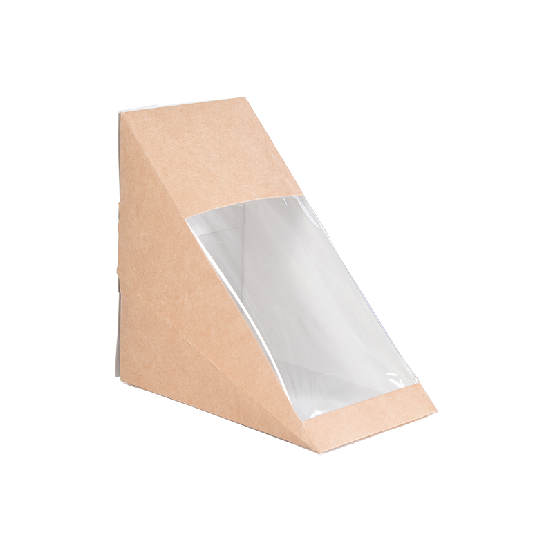 Boîtes à Sandwich triangulaires avec fenêtre, boîte à sandwich en papier Kraft, emballage alimentaire, boîtes à emporter pour desserts de boulangerie